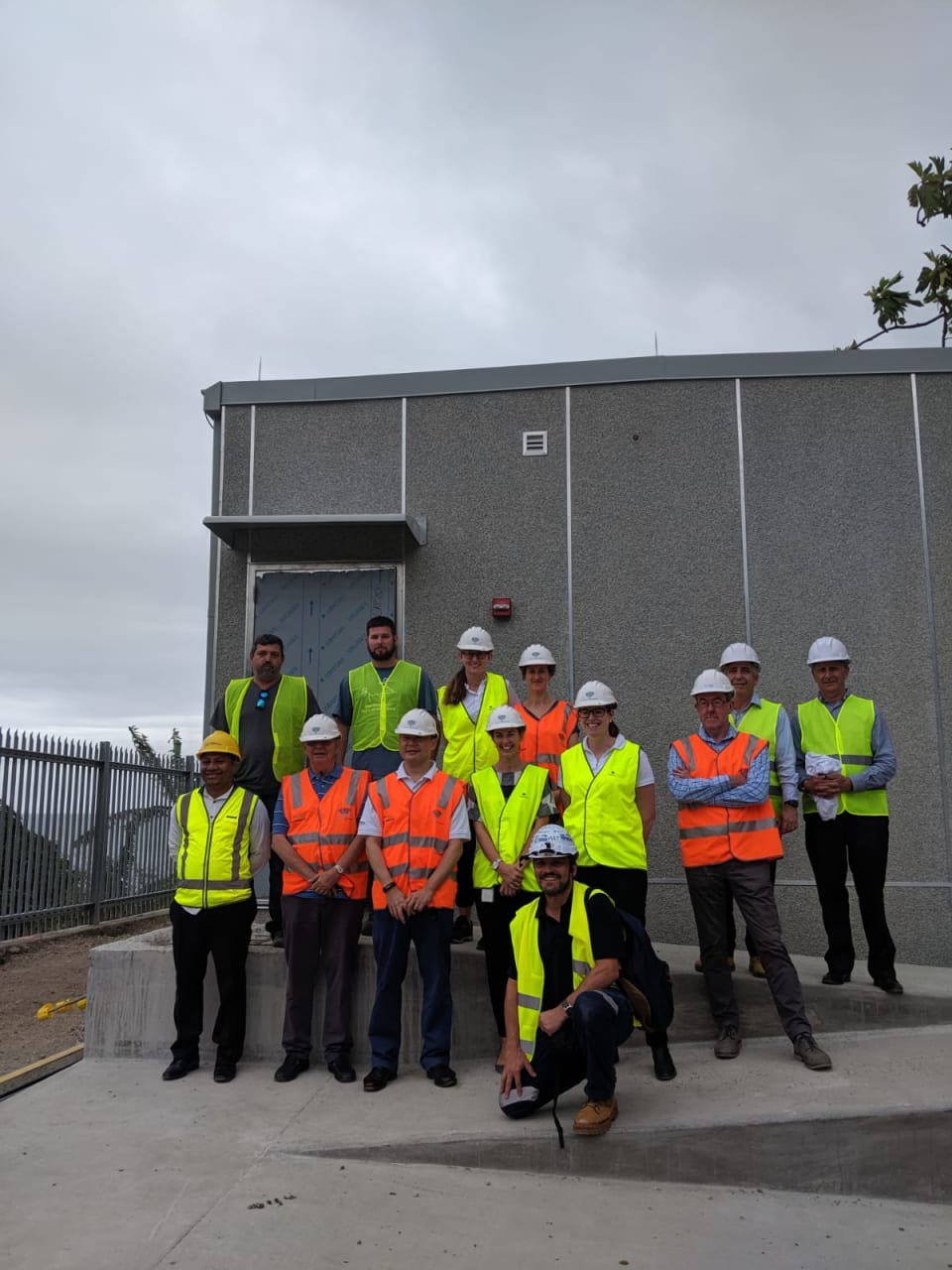 Coral Sea Cable project team visiting the installed PNG CLS in Port Moresby on 31 July 2019 (Credit: DFAT).
