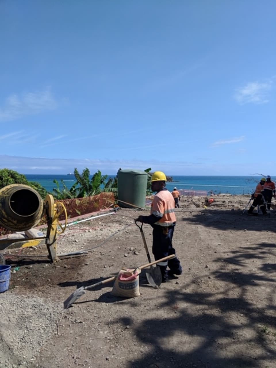 Coral Sea Cable project team visiting the PNG CLS site in Port Moresby one year earlier on 31 July 2018 (Credit: DFAT).